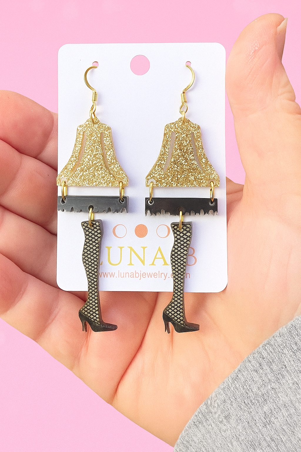 Leg Lamp Earrings – “A Christmas Story” Inspired Glitter Dangle Earrings | Luna B Jewelry