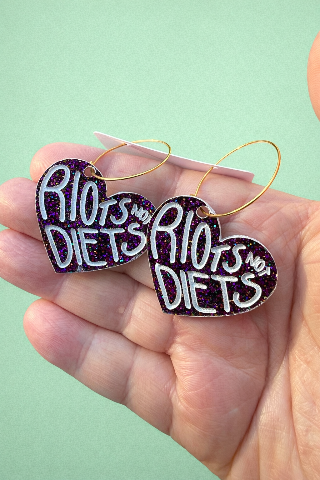 Riots Not Diets Heart Earrings