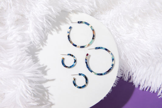 SALE Blue Tortoise Skies Hoops