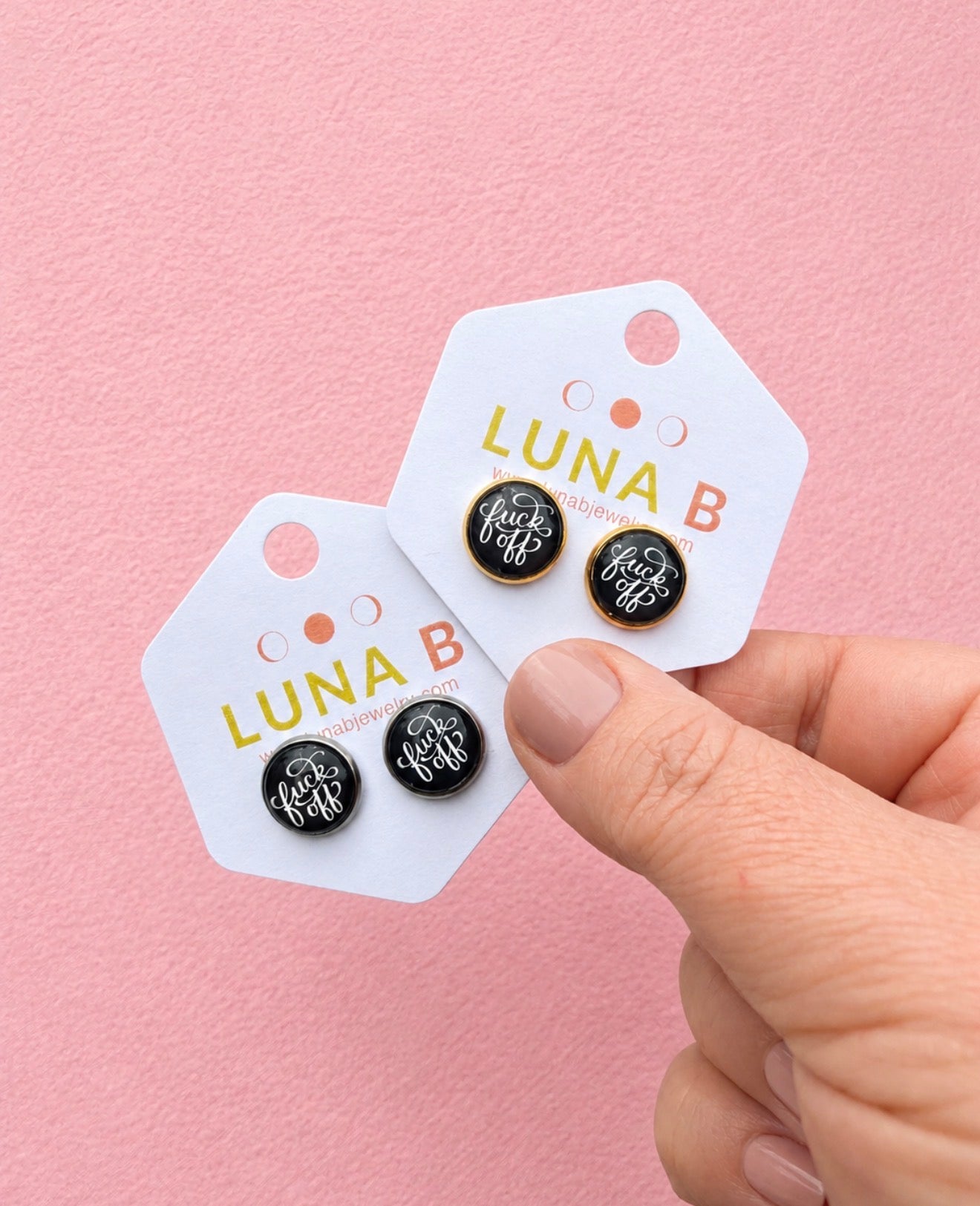 Petite “Fuck Off” Stud Earrings