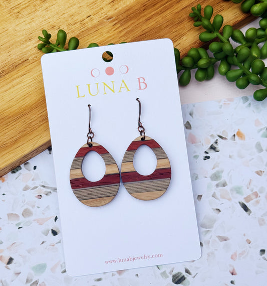 Earthy Boho Teardrop Wood Earrings