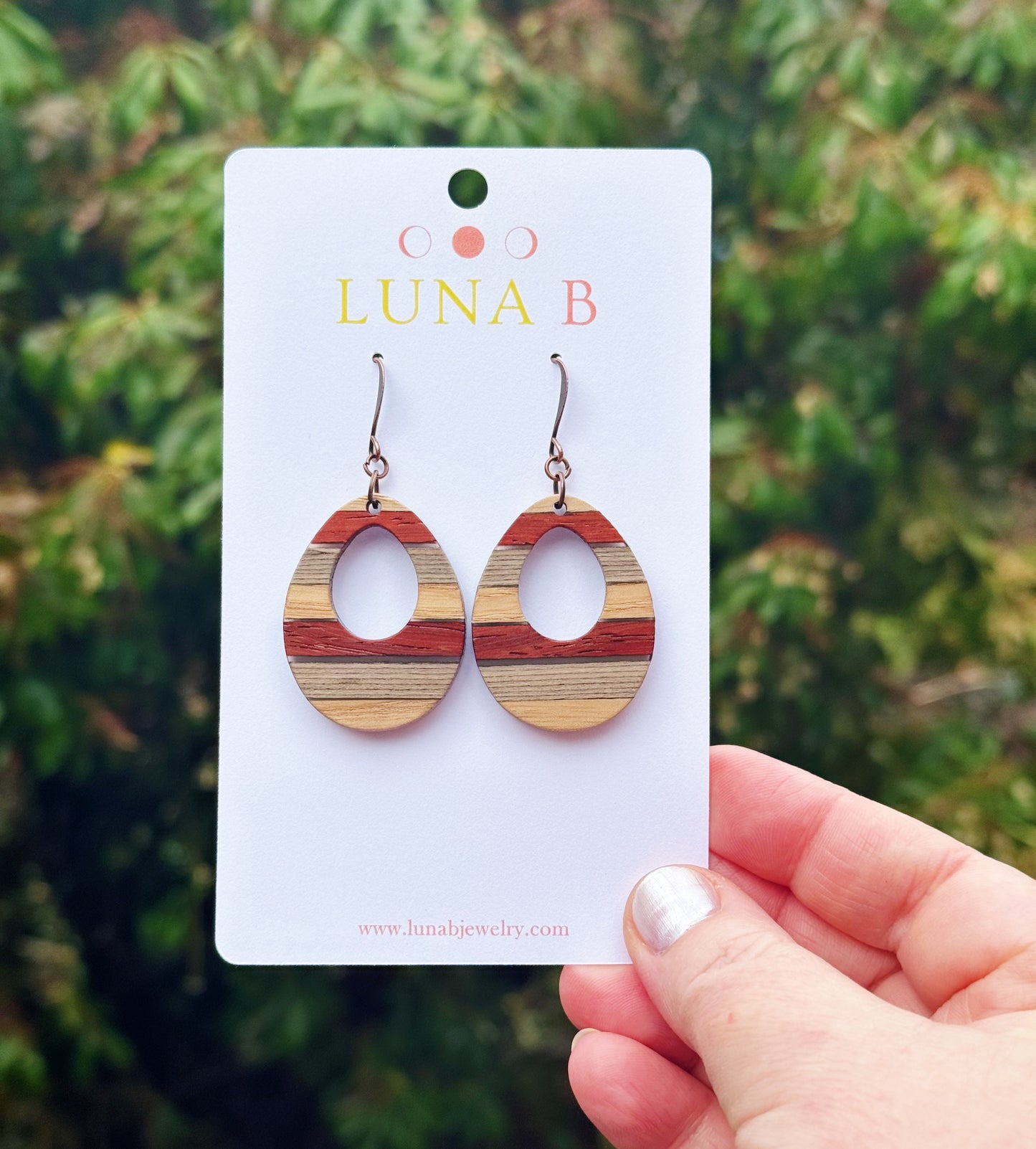 Earthy Boho Teardrop Wood Earrings