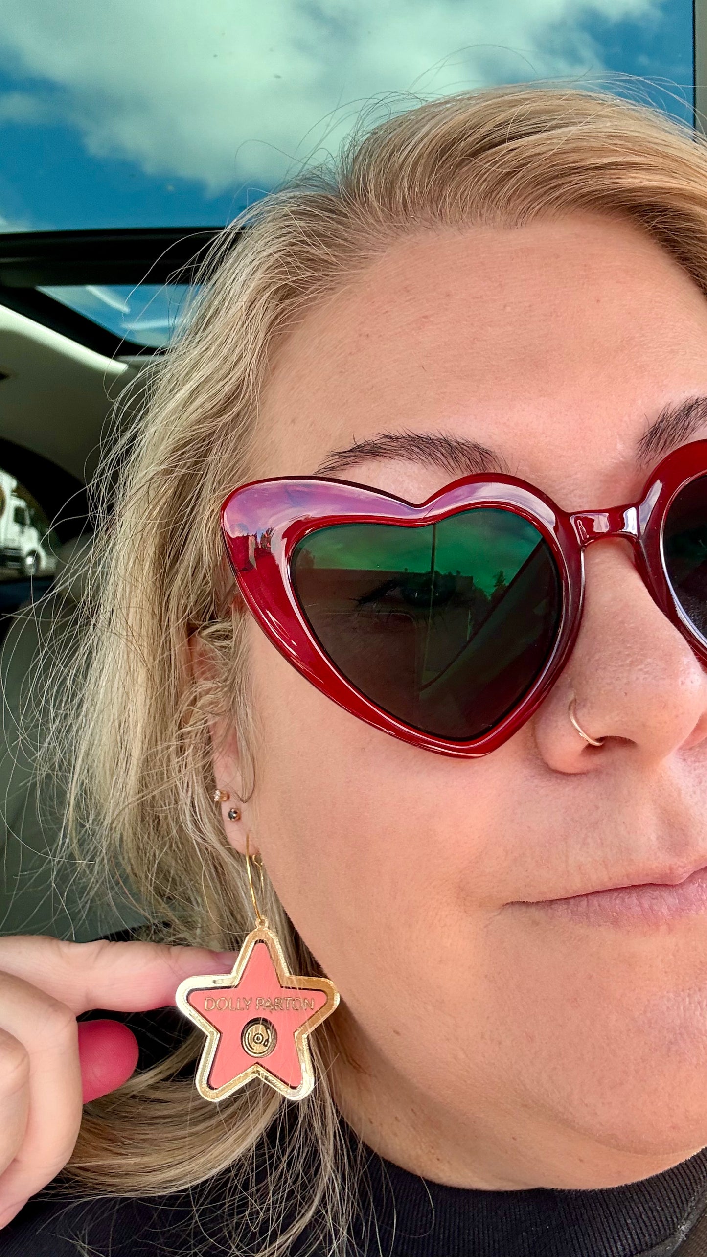 Dolly Parton Hollywood Walk of Fame Star Earrings | Pink & Gold Statement Earrings