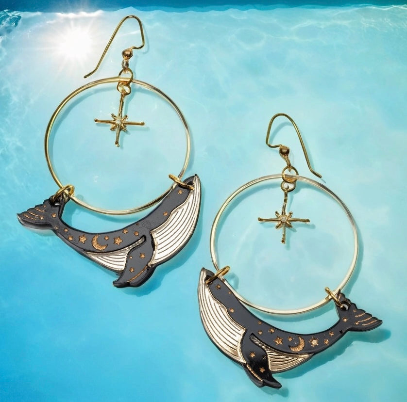 North Star Guide Whale Earrings