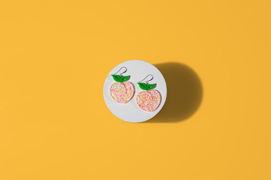 Peach Statement Earrings – Sweet & Juicy Acrylic Jewelry