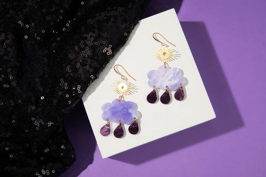 Lavender Haze Raincloud Earrings