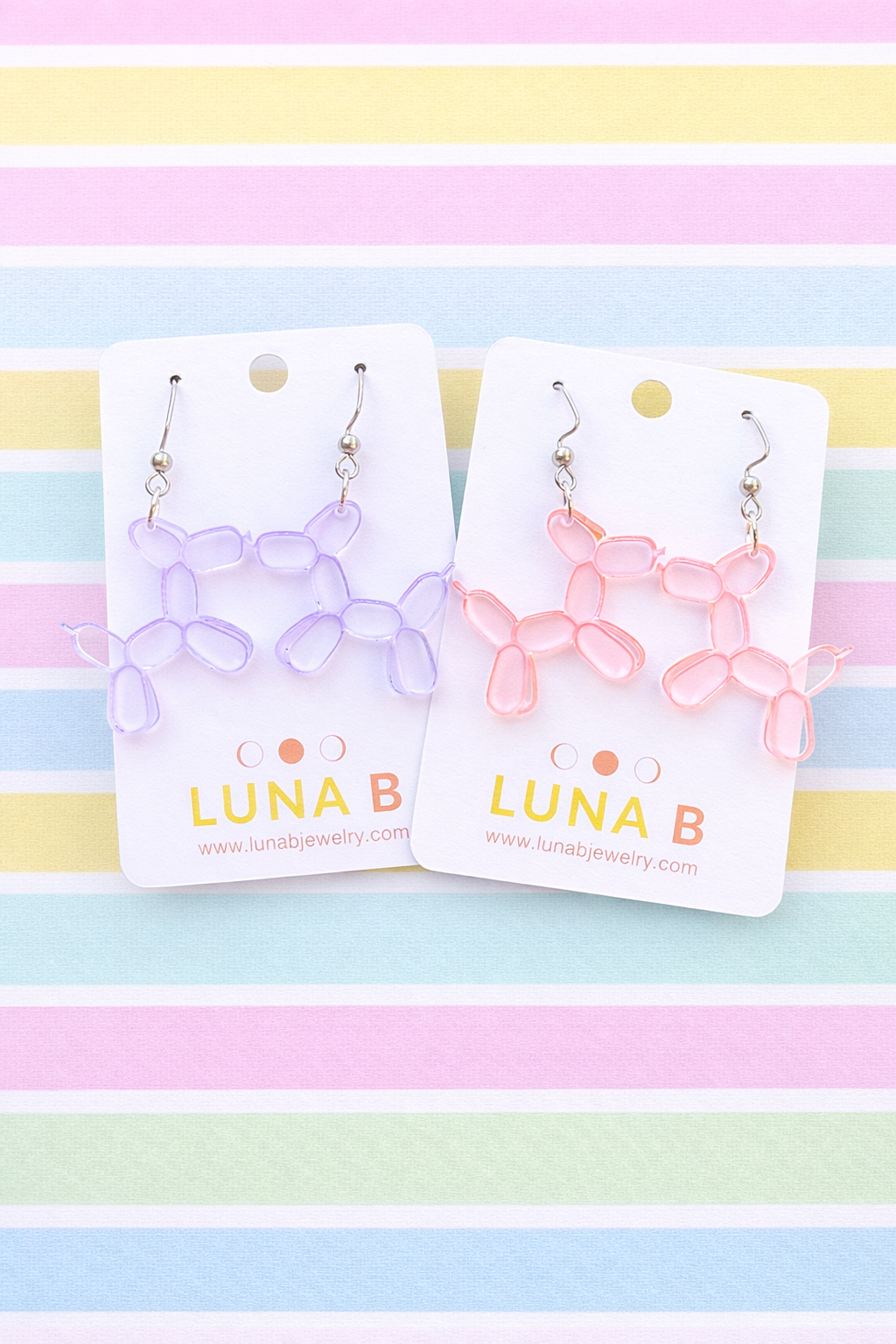 Balloon Animal Dog Earrings – Rosy Pink or Lavender