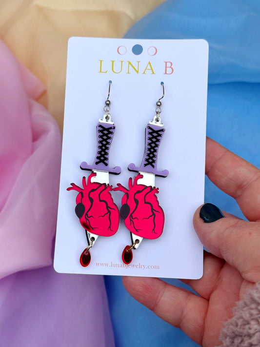 Sword Through The Heart | Dark Valentine's Day Earrings