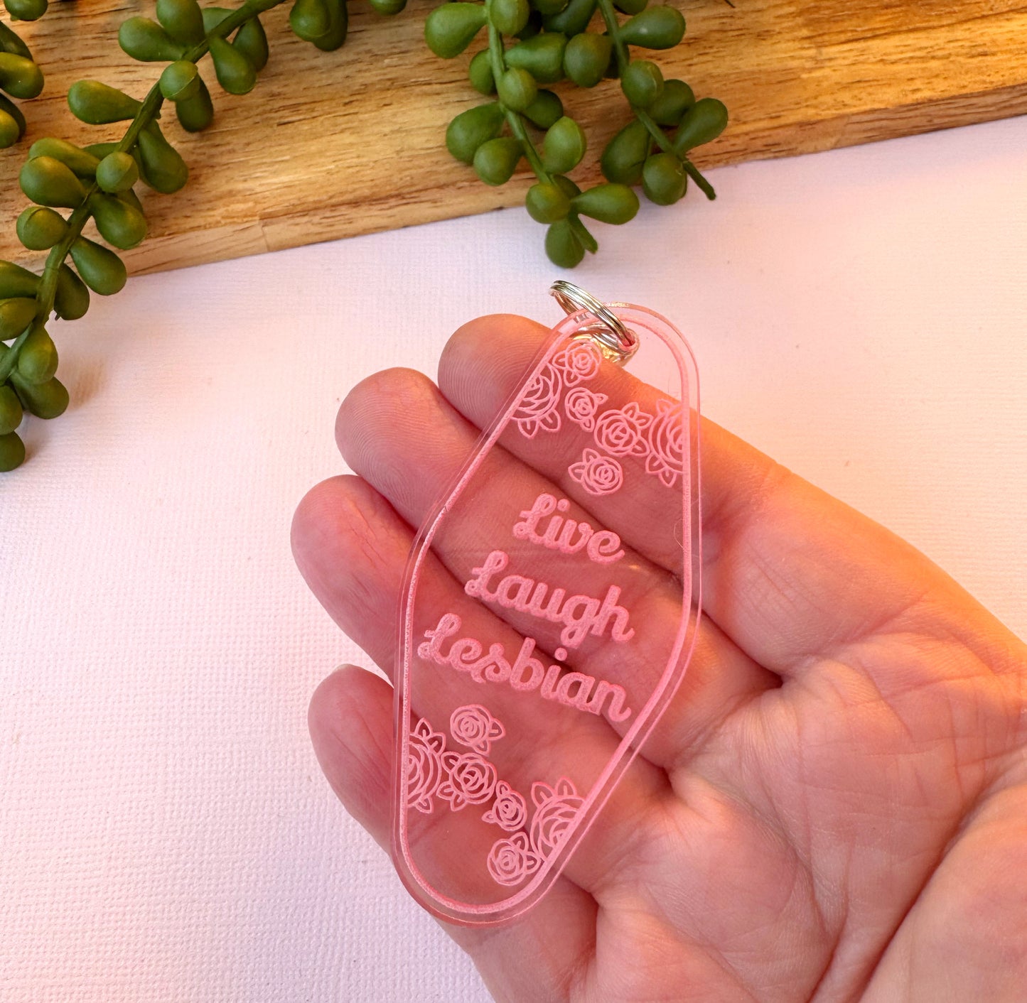 Live Laugh Lesbian Motel Keychain