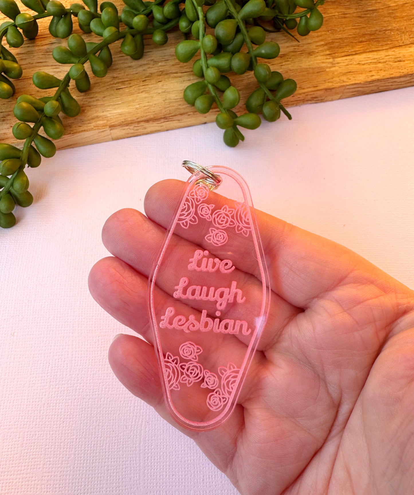 Live Laugh Lesbian Motel Keychain