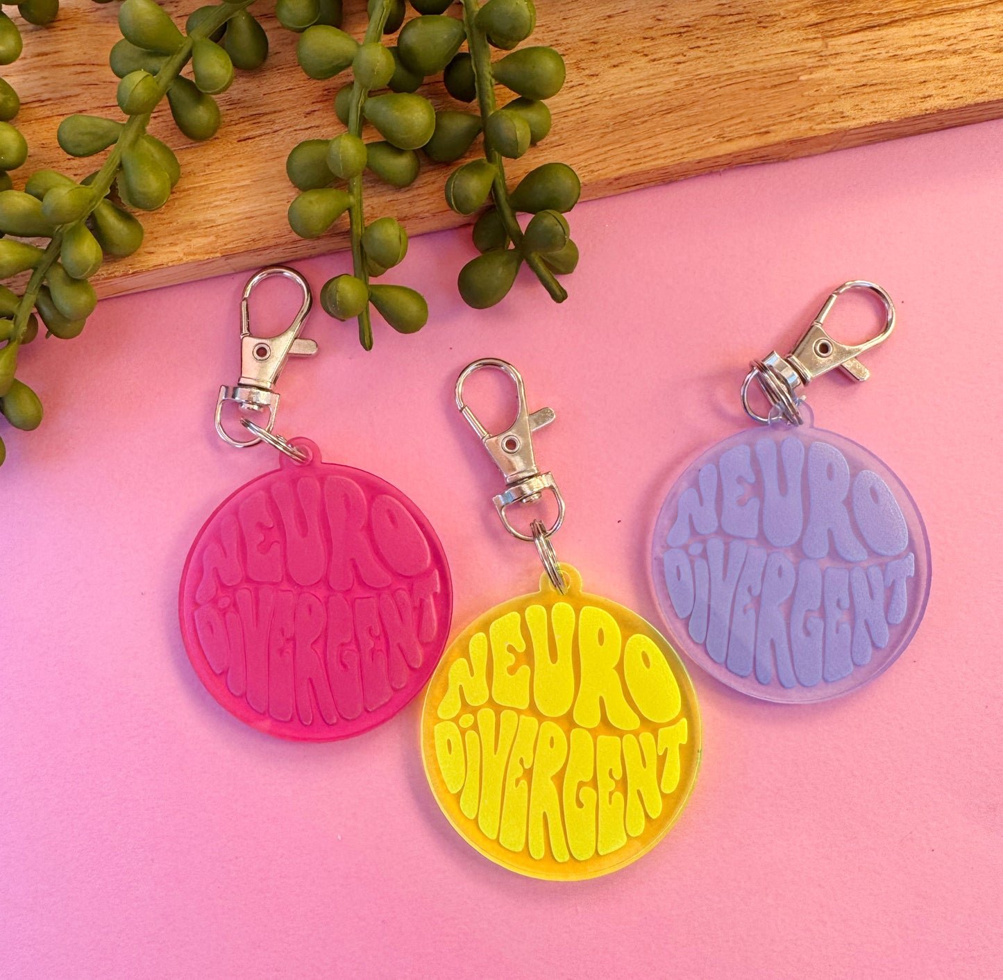Neurodivergent Acrylic Keychain – Retro Laser-Cut Design
