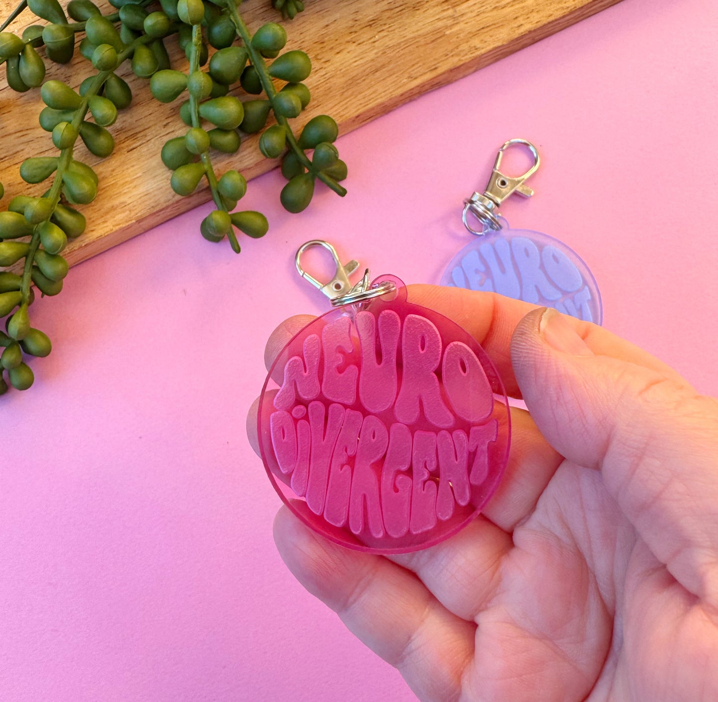 Neurodivergent Acrylic Keychain – Retro Laser-Cut Design