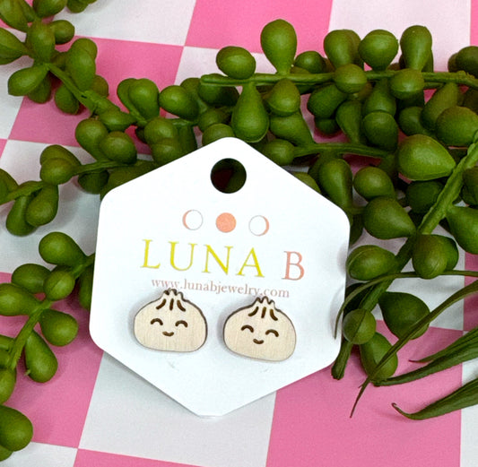 Bao Stud Earrings – Cute Wooden Dumpling Jewelry