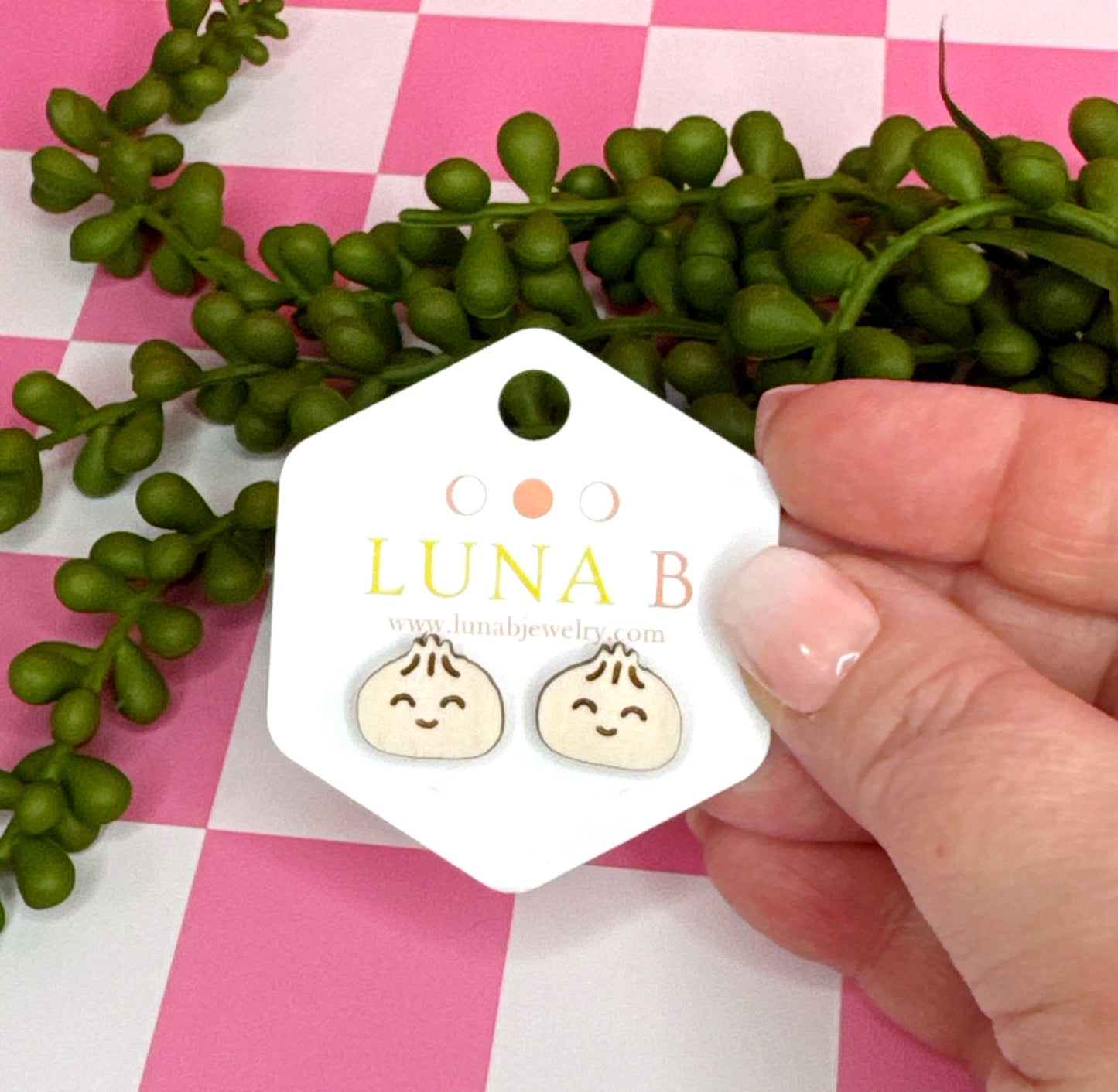 Bao Stud Earrings – Cute Wooden Dumpling Jewelry