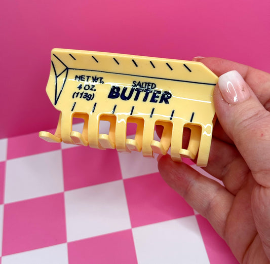 Butter Hair Claw Clip | Quirky Acrylic Hair Accessory | Fun Food-Inspired Gift