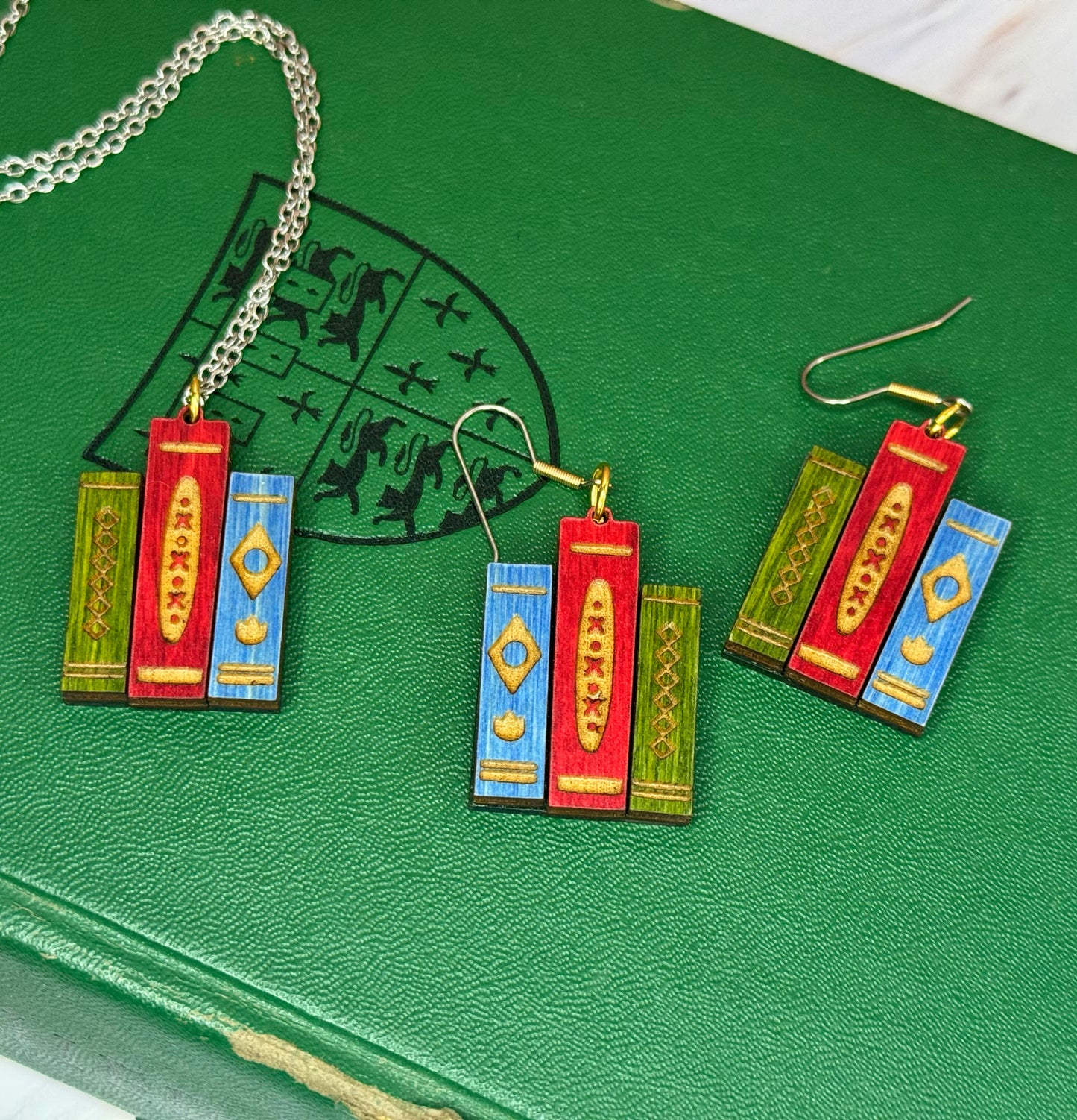 CLEARANCE Book Stack Earrings or Necklace | Library Jewelry