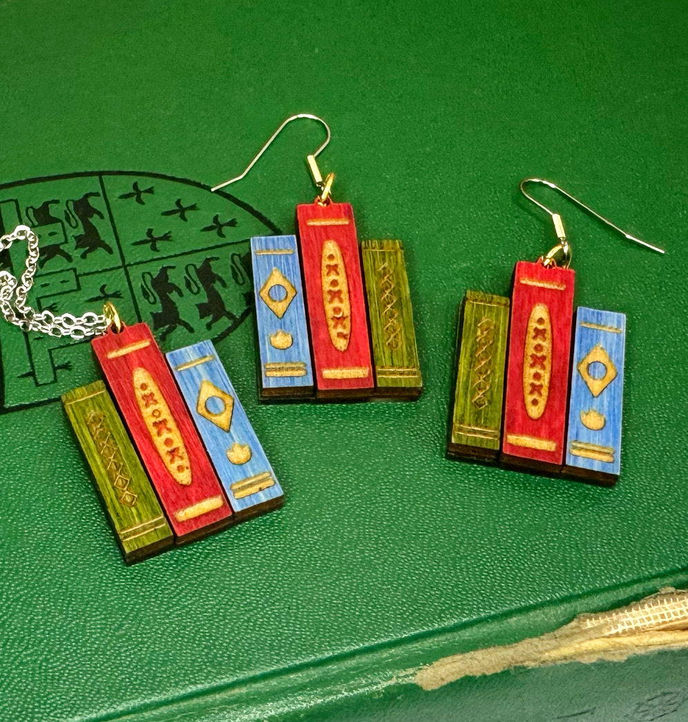 CLEARANCE Book Stack Earrings or Necklace | Library Jewelry