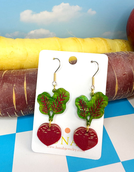 Beet Earrings – Quirky Vegetable Statement Jewelry