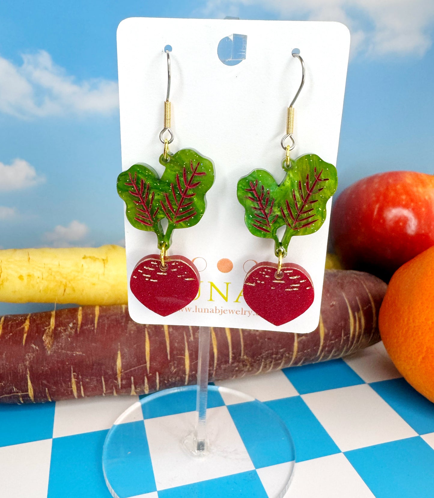 Beet Earrings – Quirky Vegetable Statement Jewelry