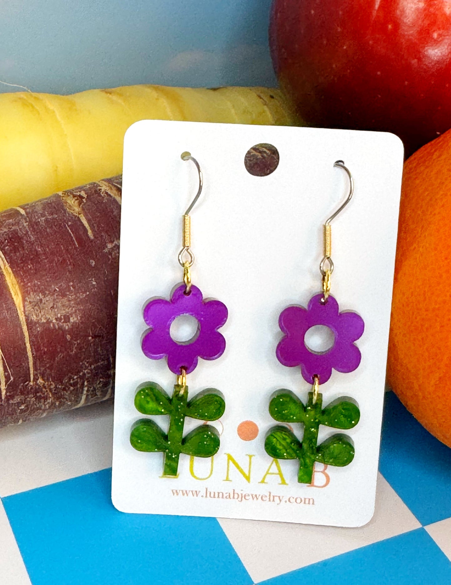 Purple Spring Flower Earrings