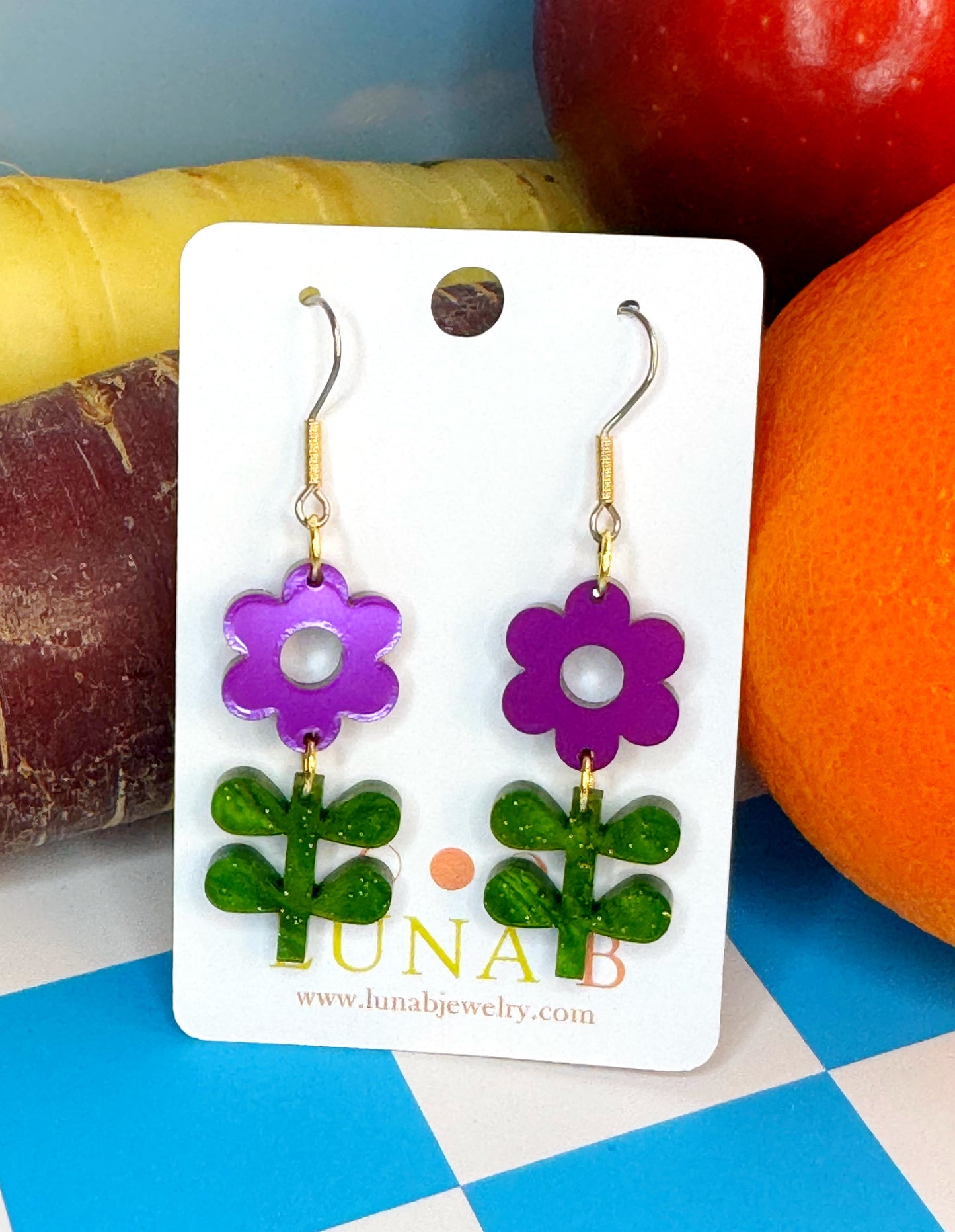 Purple Spring Flower Earrings