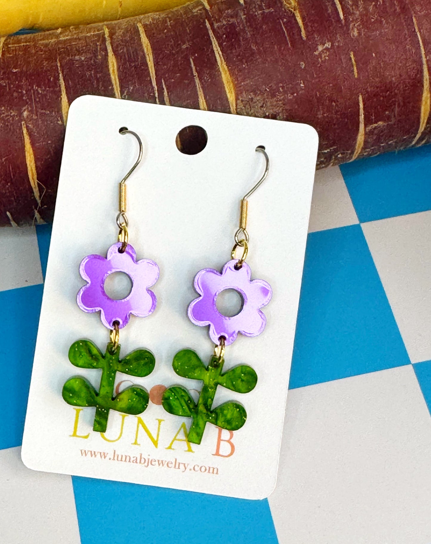 Purple Spring Flower Earrings