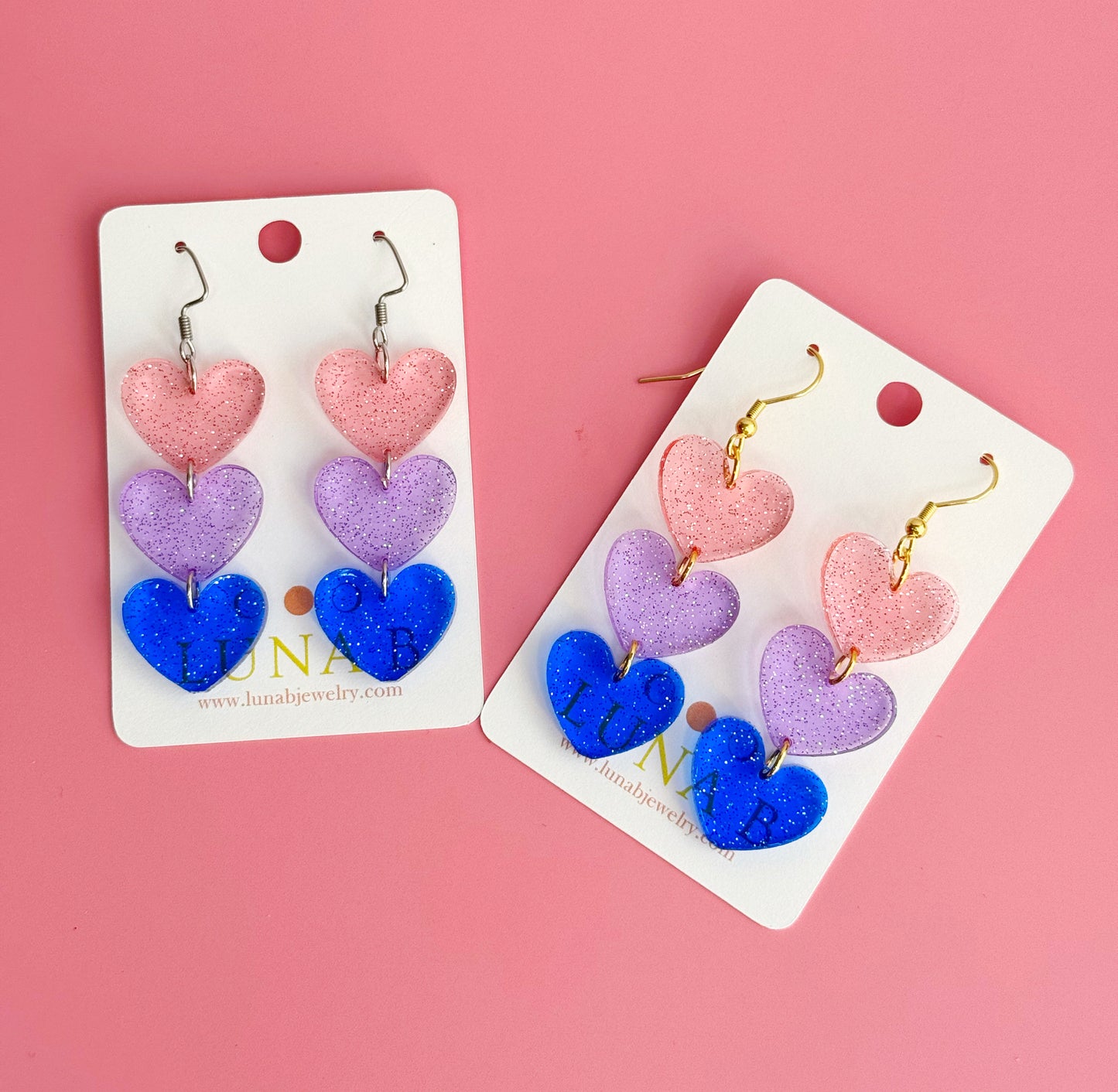 Bisexual Heart Drop Earrings