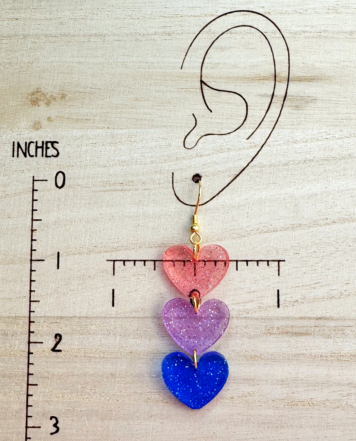 Bisexual Heart Drop Earrings