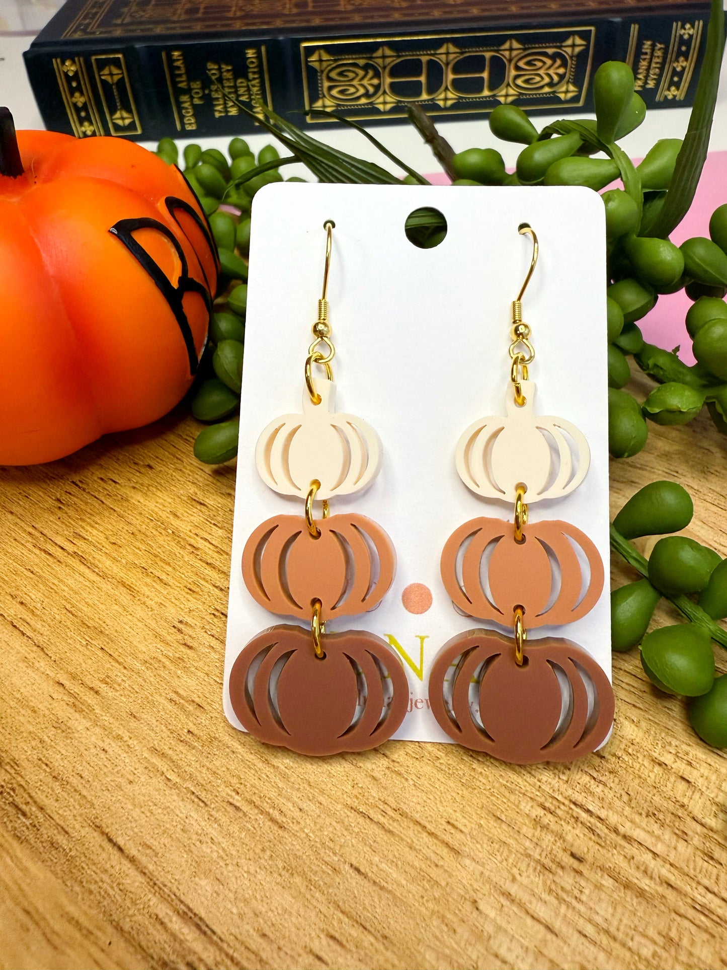 Neutral Matte Pumpkin Earrings – Lightweight Fall Jewelry for Sensitive Ears