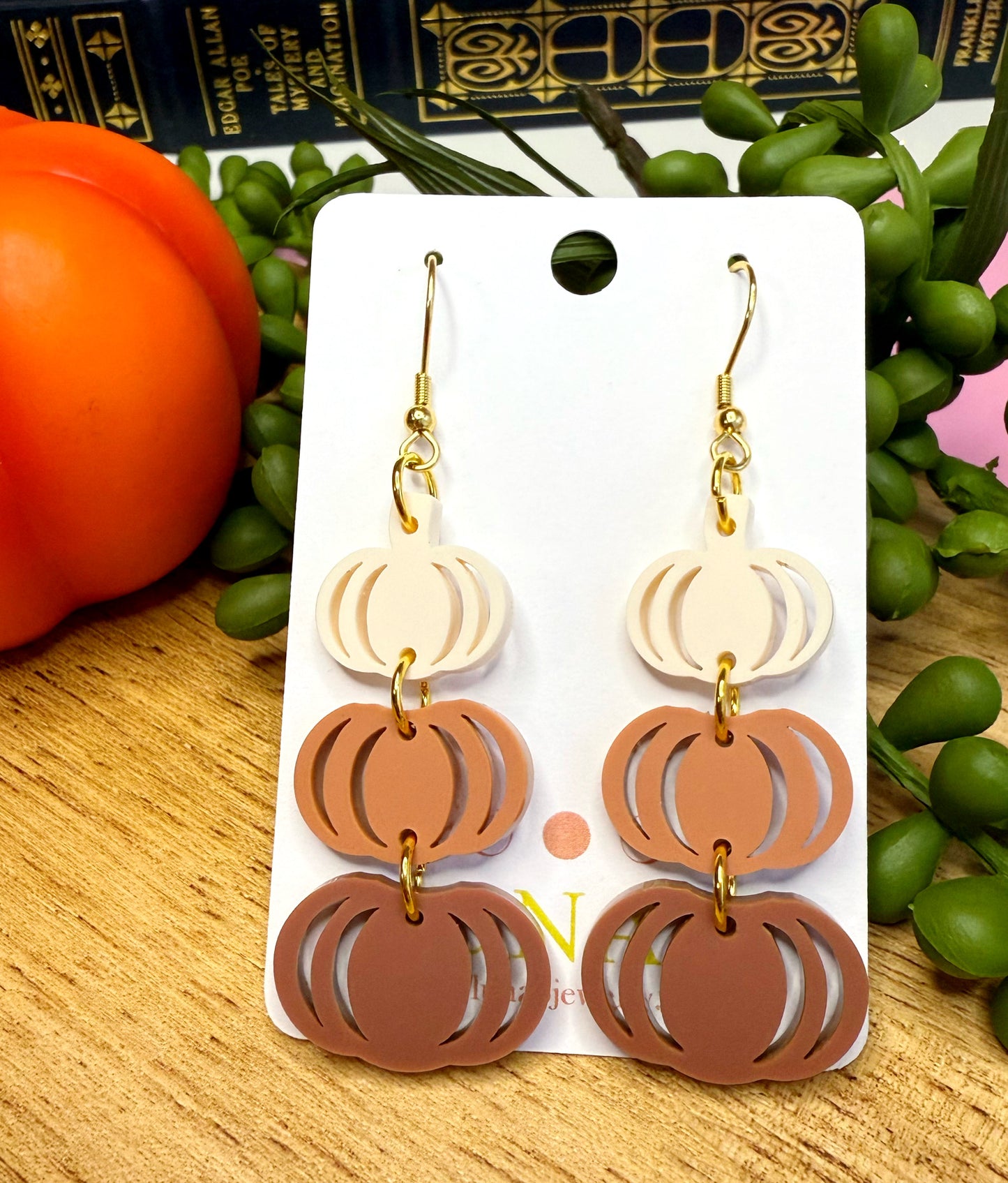 Neutral Matte Pumpkin Earrings – Lightweight Fall Jewelry for Sensitive Ears