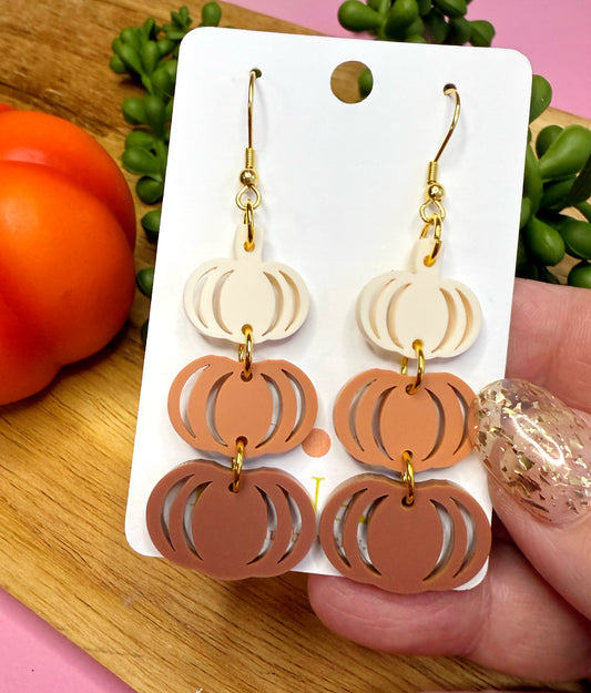 Neutral Matte Pumpkin Earrings – Lightweight Fall Jewelry for Sensitive Ears