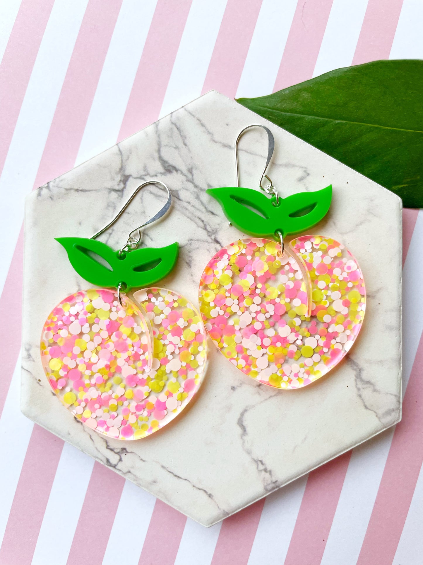 Peach Statement Earrings – Sweet & Juicy Acrylic Jewelry
