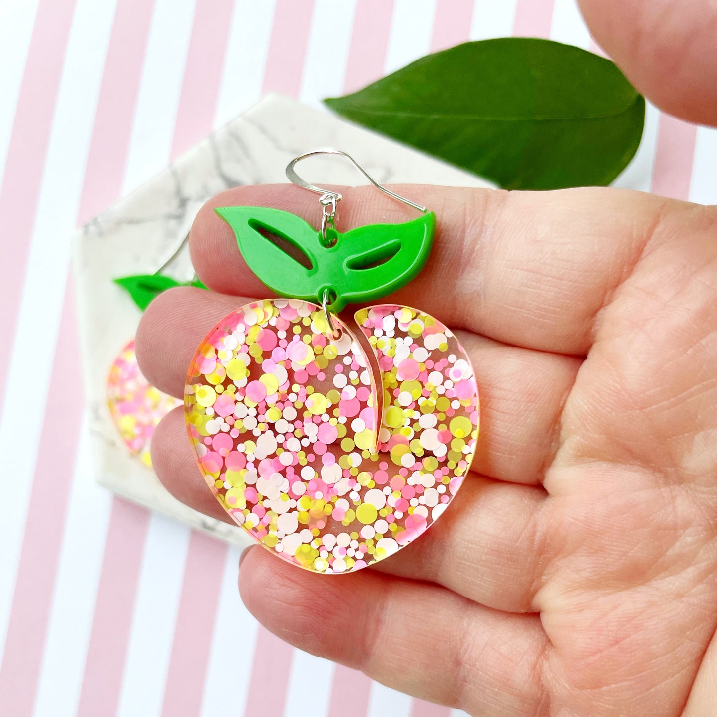 Peach Statement Earrings – Sweet & Juicy Acrylic Jewelry