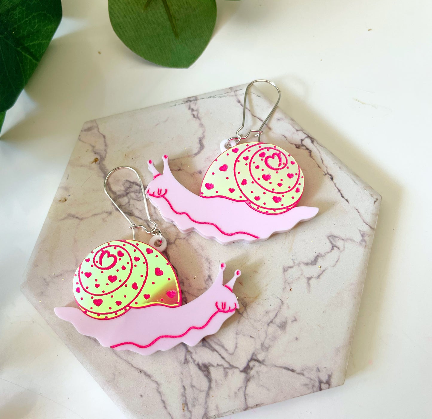 Pink Snail Earrings