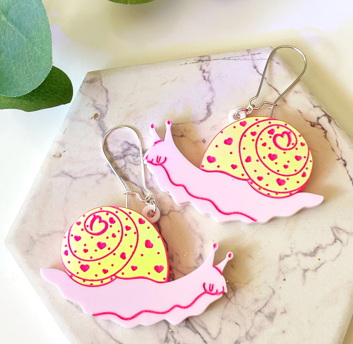 Pink Snail Earrings