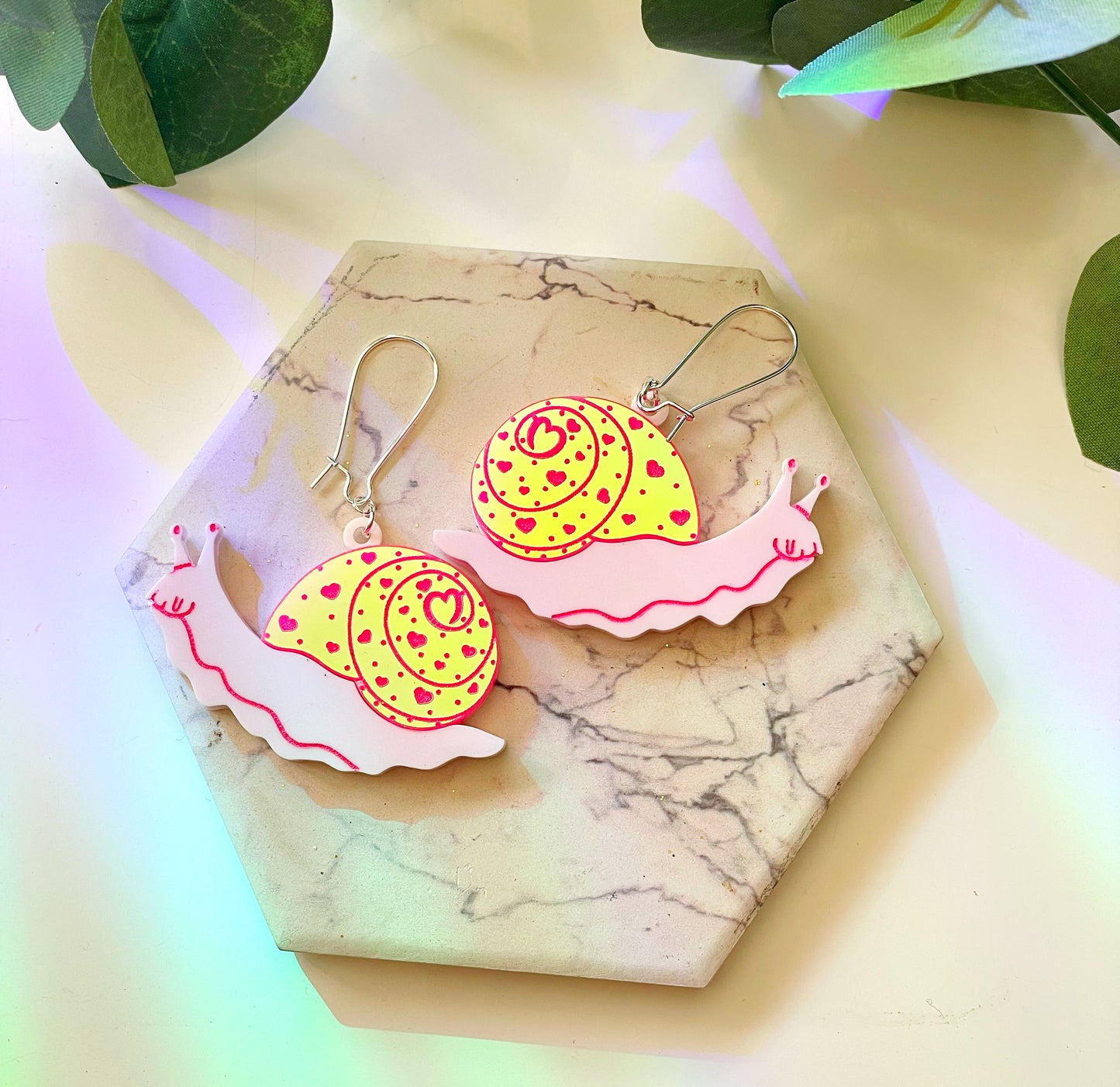 Pink Snail Earrings