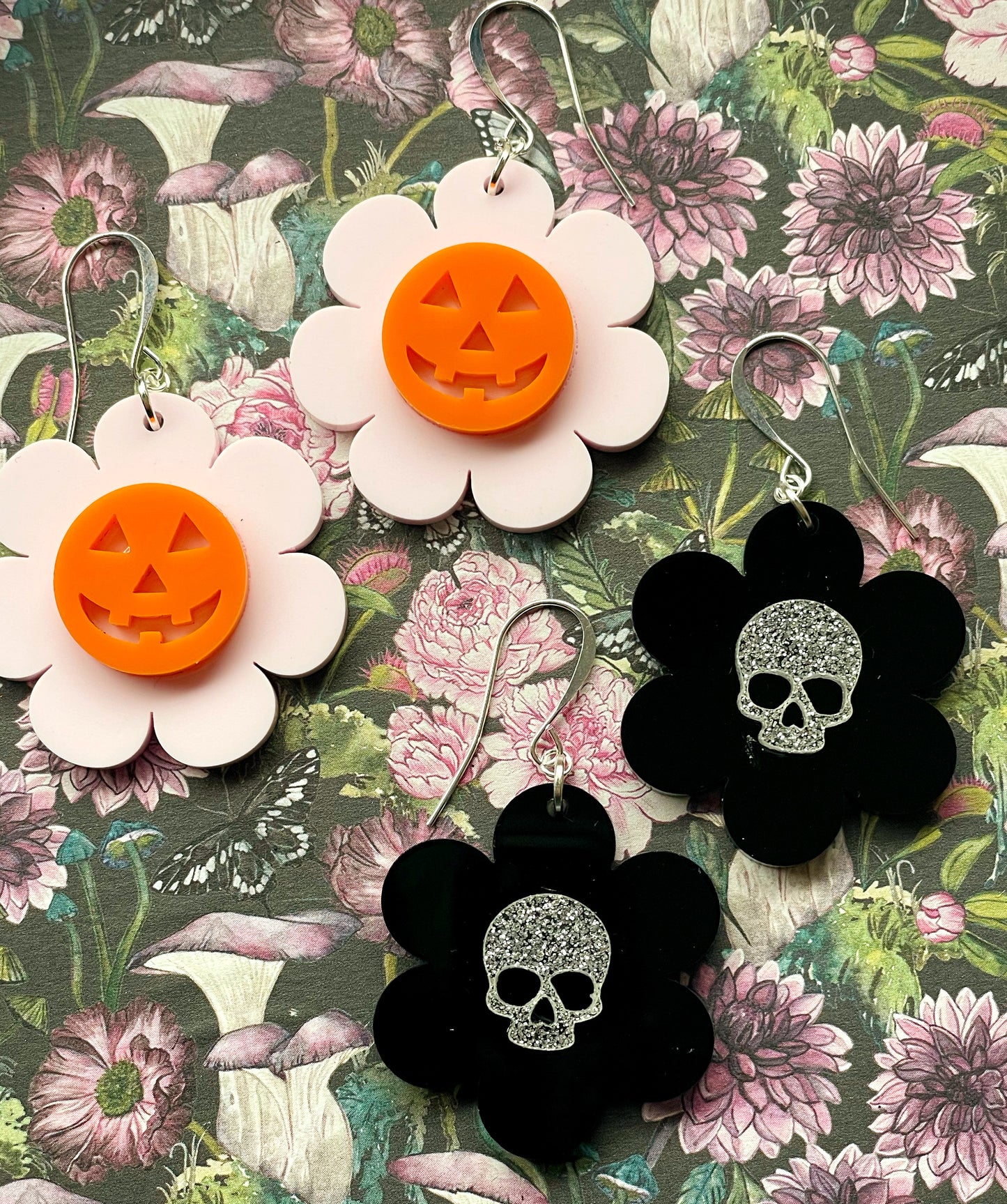Halloween Blossom Earrings - Skulls or Pumpkins