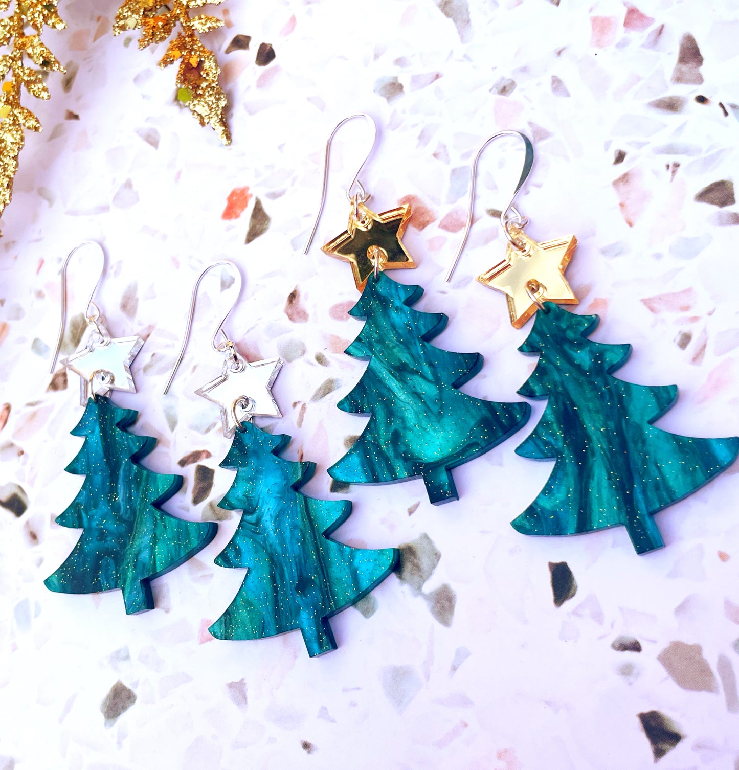 Retro Glam Christmas Tree Earrings