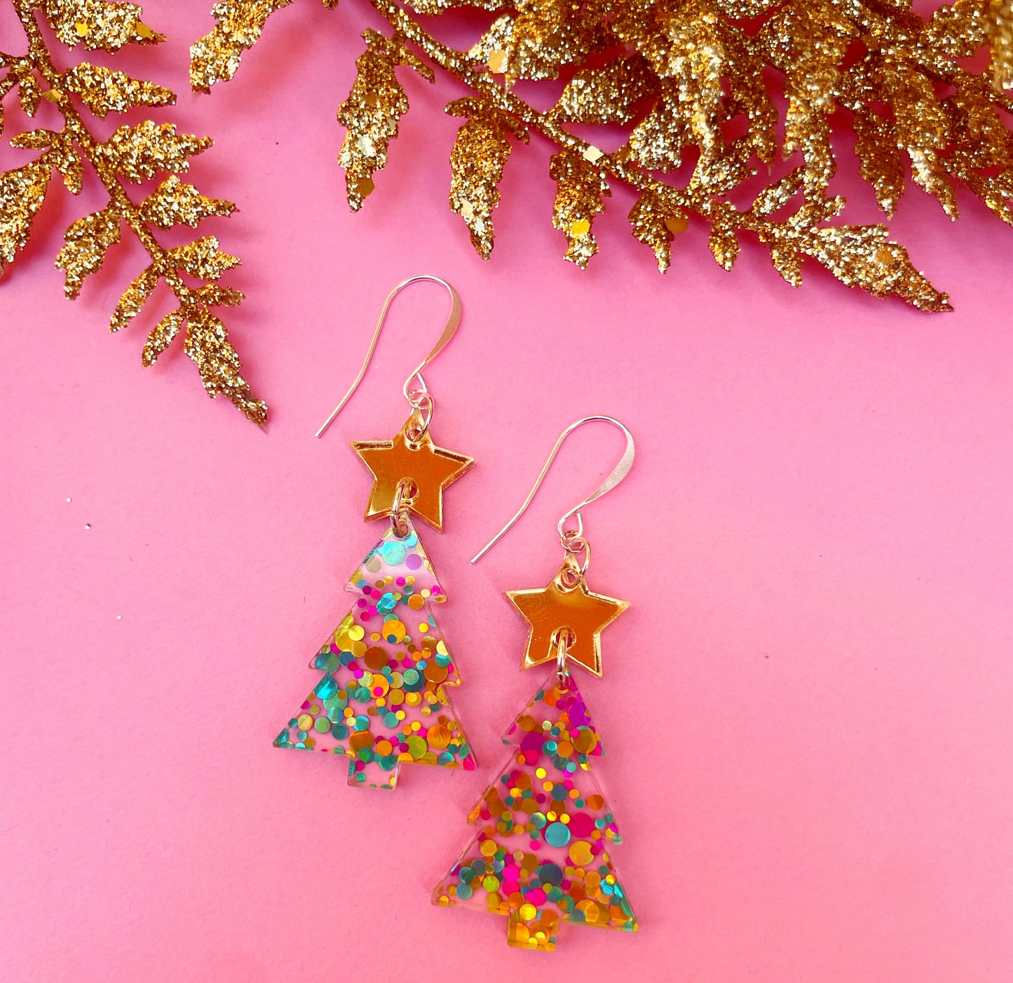 Happy Holiday Tree Earrings (in polka dot or green flecks)