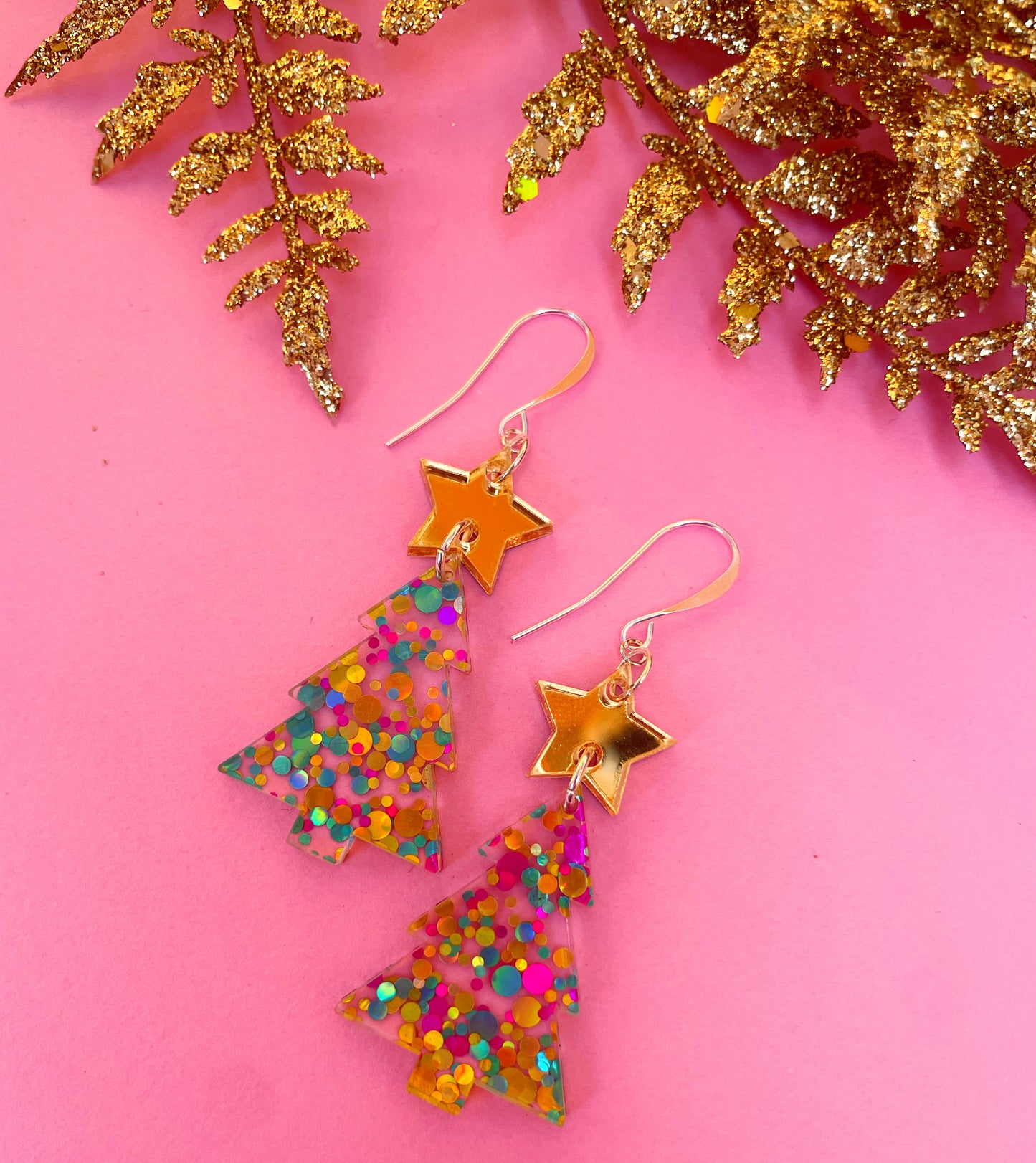 Happy Holiday Tree Earrings (in polka dot or green flecks)