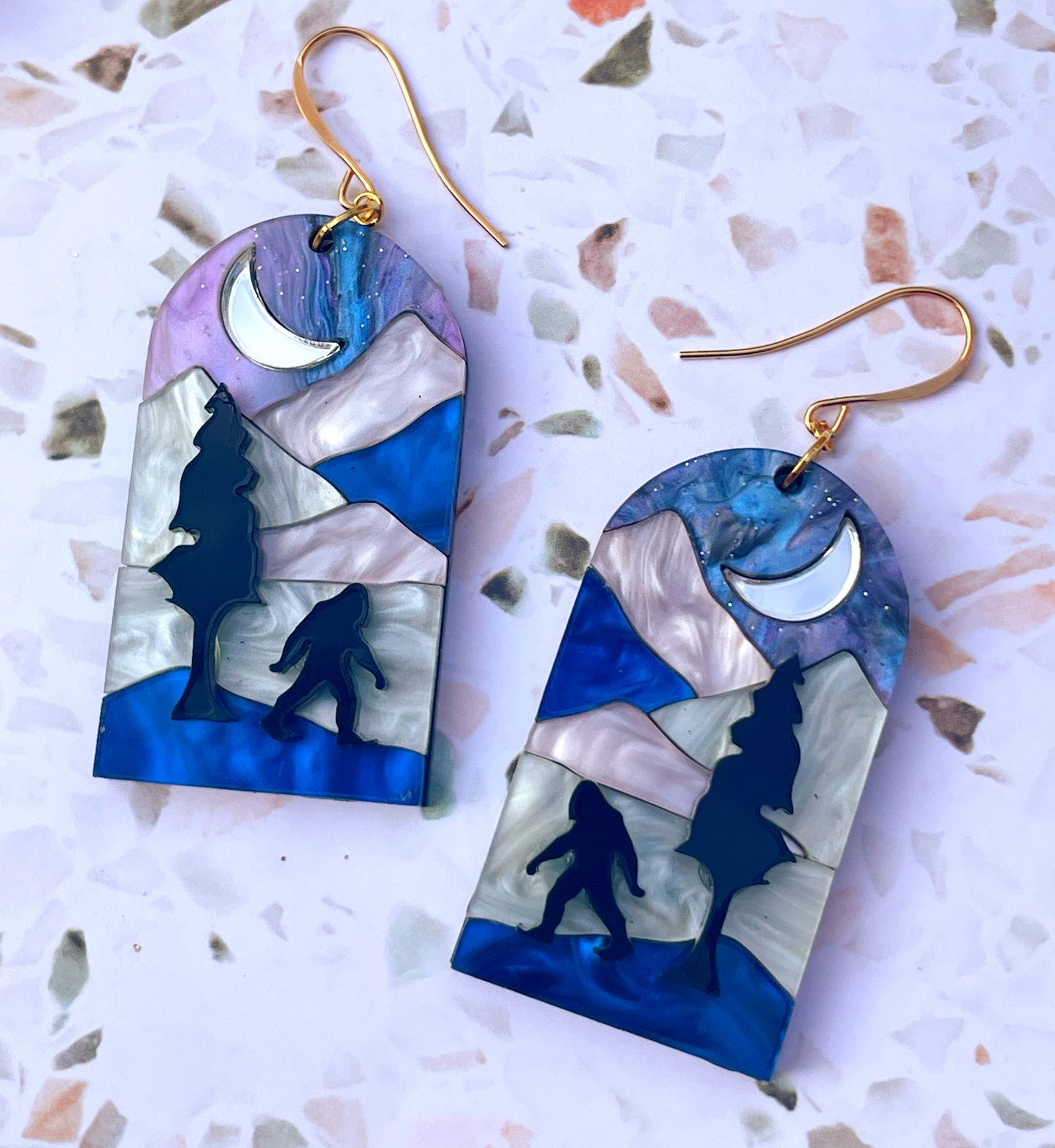 Sasquatch Landscape Mosaic Earrings