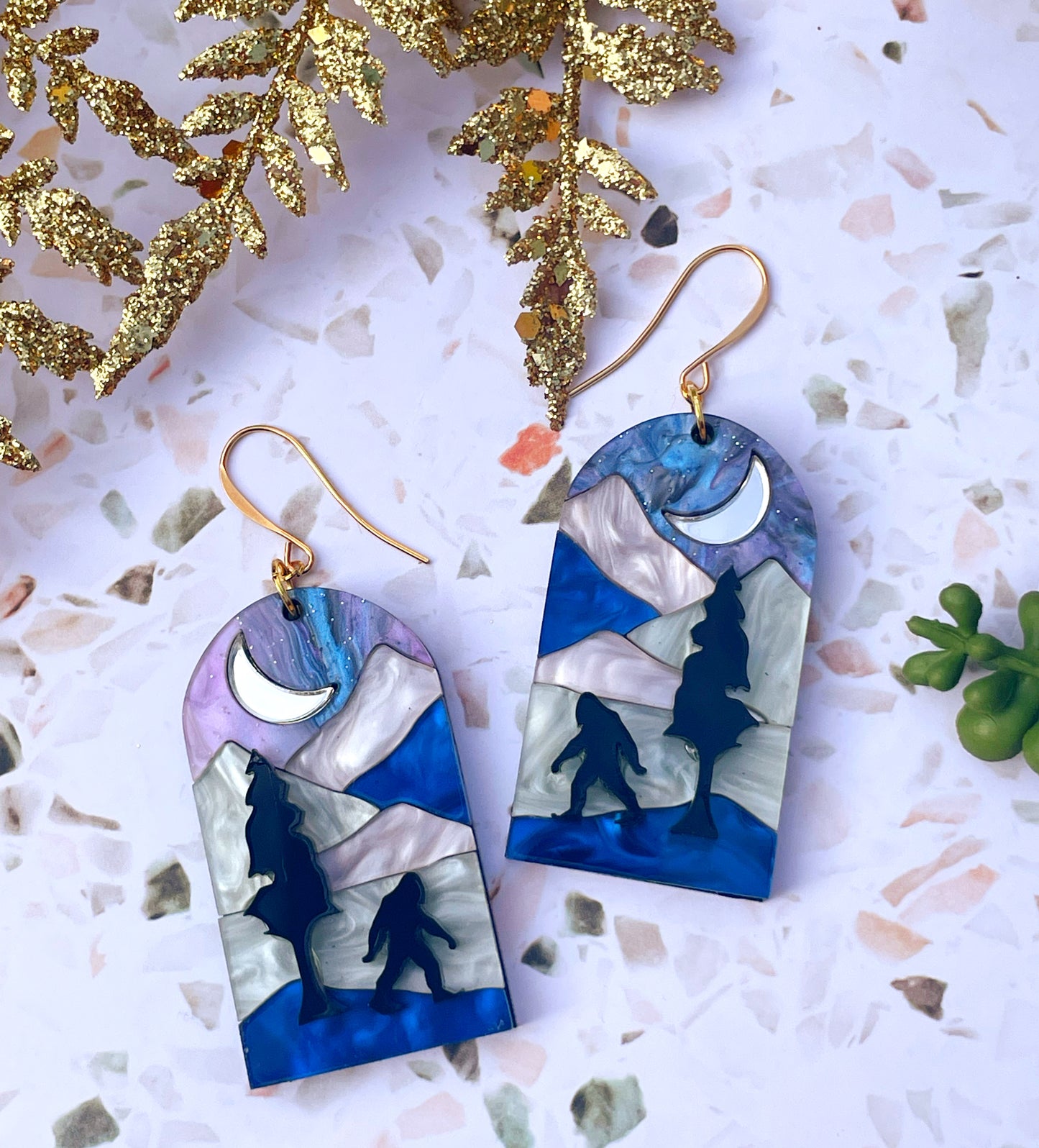 Sasquatch Landscape Mosaic Earrings