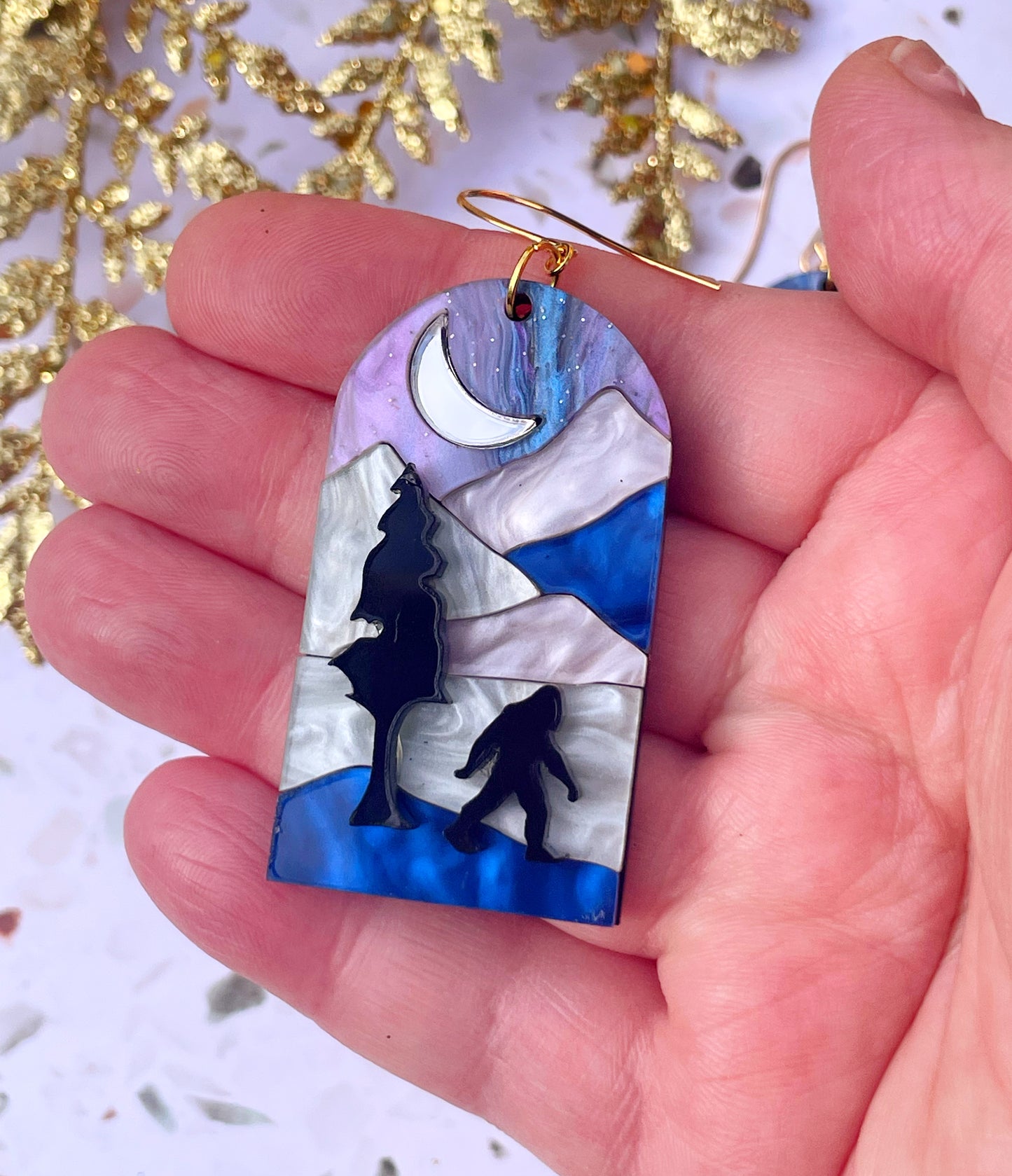 Sasquatch Landscape Mosaic Earrings