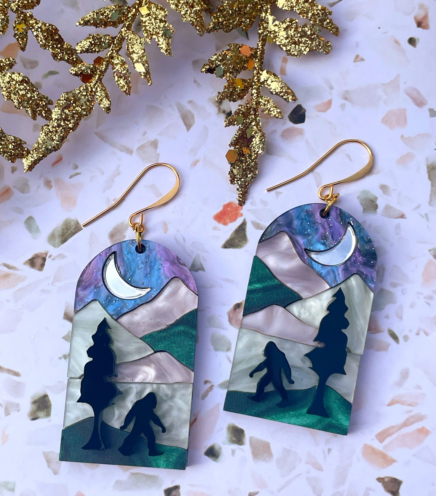 Sasquatch Landscape Mosaic Earrings