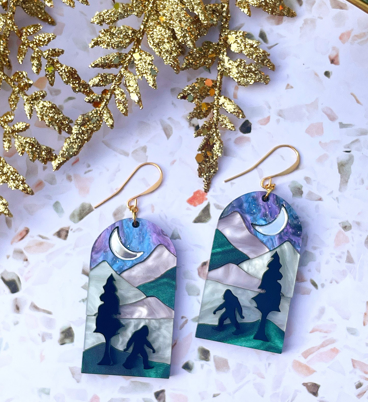 Sasquatch Landscape Mosaic Earrings