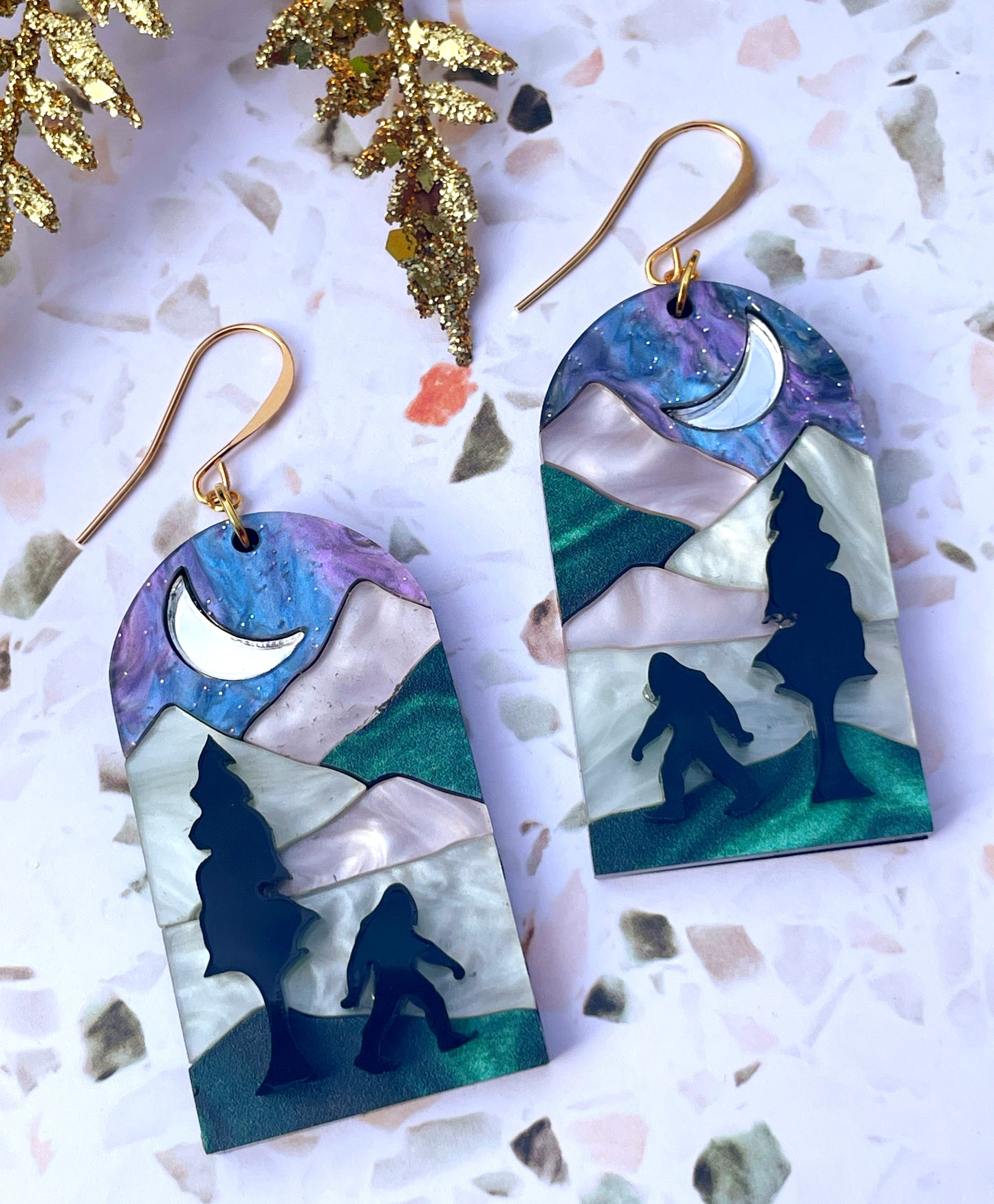Sasquatch Landscape Mosaic Earrings