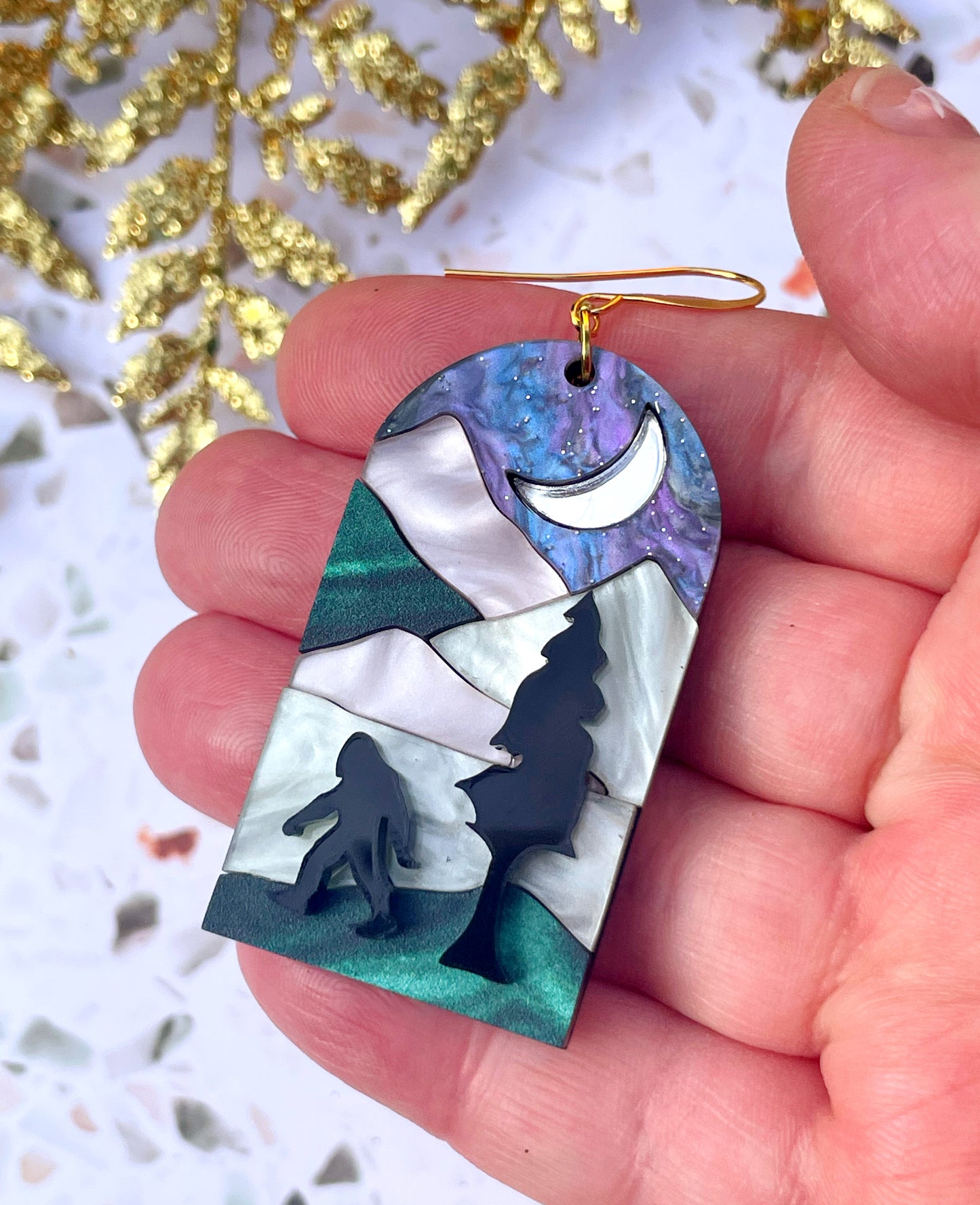 Sasquatch Landscape Mosaic Earrings
