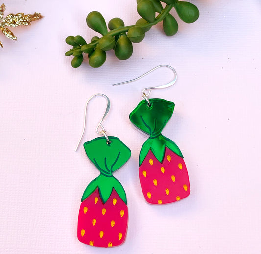 Strawberry Candy Earrings – Sweet Retro Nostalgia Jewelry