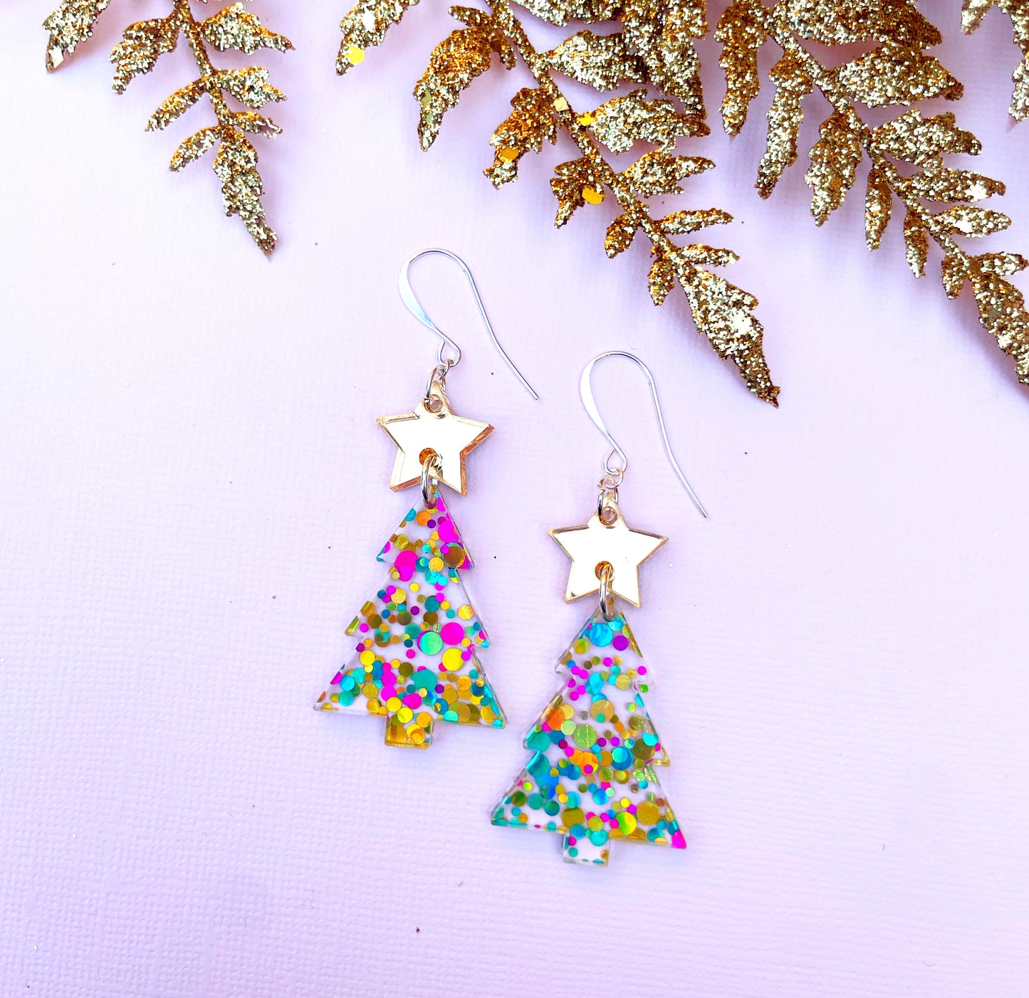 Happy Holiday Tree Earrings (in polka dot or green flecks)