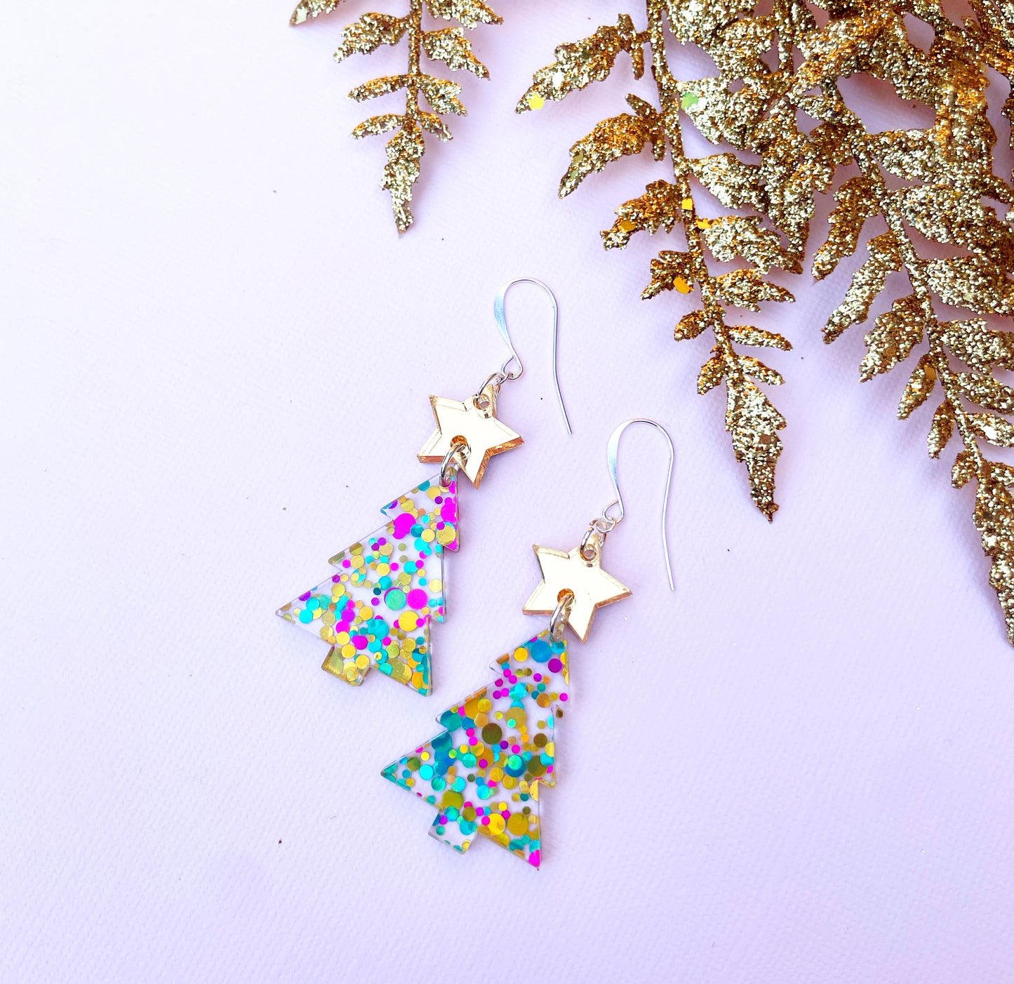 Happy Holiday Tree Earrings (in polka dot or green flecks)